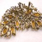 VINTAGE AMBER RHINESTONE BROOCH & CLIP EARRINGS