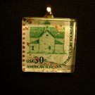 Vintage Schoolhouse Stamp Pendant