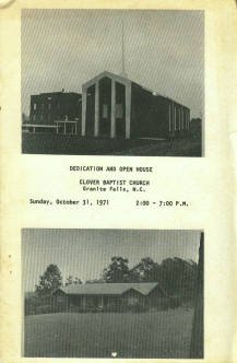 Dedication And Open House, Clover Baptist Church, Granite Falls, N.C...October 31, 1971