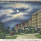 Linen Postcard. Night-Time Scene of Appalachian Hall, Asheville, N.C.