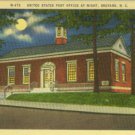 Linen Postcard. United States Post Office at Night, Brevard, N.C.