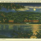 Linen Postcard. Night-Time at Lake Junaluska, N.C., In the Land of the Sky
