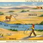 Linen Postcard. I am in West Texas, with my Ass in Mexico. America's Last Frontier
