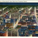 Linen Postcard. Night Scene of Cleveland's East Side from Terminal Tower