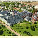 Linen Postcard. The World's Largest Chocolate and Cocoa Plant, Hershey, PA.