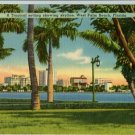 Linen Postcard. A Tropical setting showing skyline. West Palm Beach, Florida