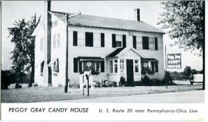 Photo Postcard. Peggy Gray Candy House, U.S. Route 20 near Pennsylvania-Ohio Line