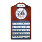PATRIOTIC WOOD CLOCK CALENDAR