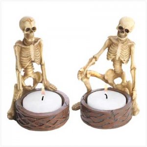 SPOOKY SKELETON CANDLEHOLDERS