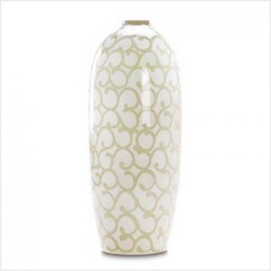 CERAMIC IVORY SCROLLWORK VASE