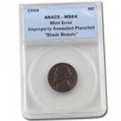 1959 Jefferson Nickel - Improperly Annealed - ""Black Beauty"" - Certified