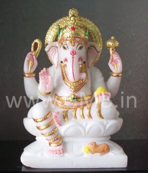 Marble Lord Ganesh Statue 12" - GNS12001