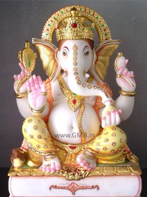 Bautiful Diamond Studded Ganesha Statue 18" - GNS18006