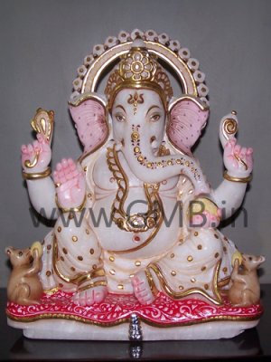 Marble Ganesha Statue 12" - GNS120022