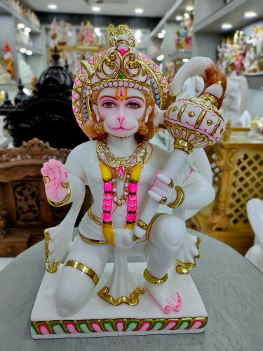 Lord Shree Bajrang Bali Made from White Marble