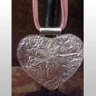 Tachyon Sterling Silver Textured Heart Necklace Leather Cord