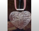 Tachyon Sterling Silver Textured Heart Necklace Leather Cord