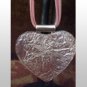 Tachyon Sterling Silver Textured Heart Necklace Leather Cord
