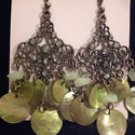 Tachyon Celedon Mother of Pearl Shell & Crystal Earrings