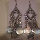 Tachyon Mother of Pearl Shell and Crystal Earrings