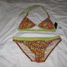 Rampage Green and Brown Plaid/Floral Bikini - Size Medium