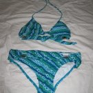Ninety Nine Blue Green Bikini with Foldover Bottom - Size Medium