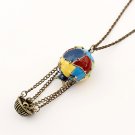 MQ000014 Hot Air Balloon Oil Spot Glaze Multi Color Pendant Necklace