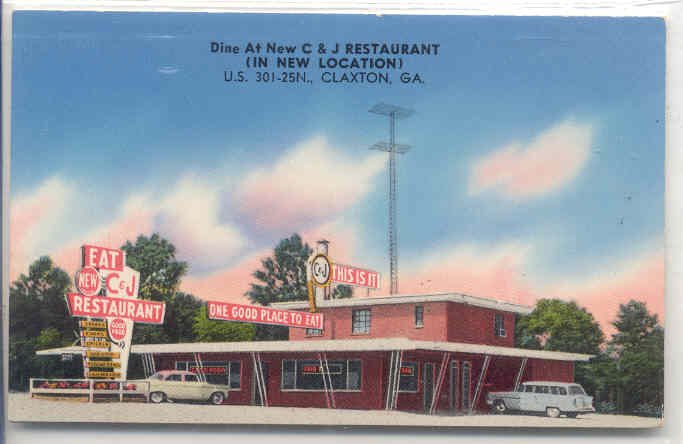 CLAXTON GEORGIA GA New C & J Restaurant circa 1950's