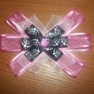 Pink and Black Spotted Bow