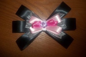 Pink Multicolor Bow on Black Base