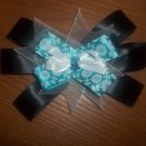 Blue Damask and Black Bow