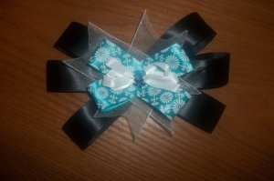 Blue Damask and Black Bow