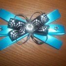 Blue and Black Dots Bow With Rhinestones