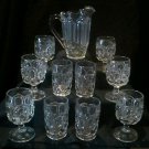 L.E. Smith Moon And Stars pitcher, 6 goblets and 4 tumblers