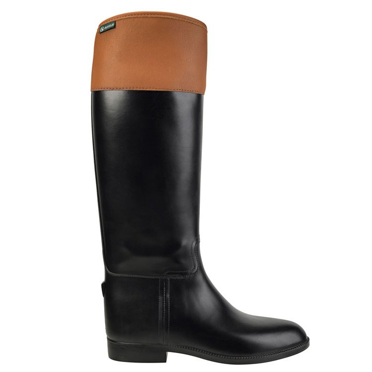Aigle Jumping II Rubber Riding Boot Black/Tan 43 M