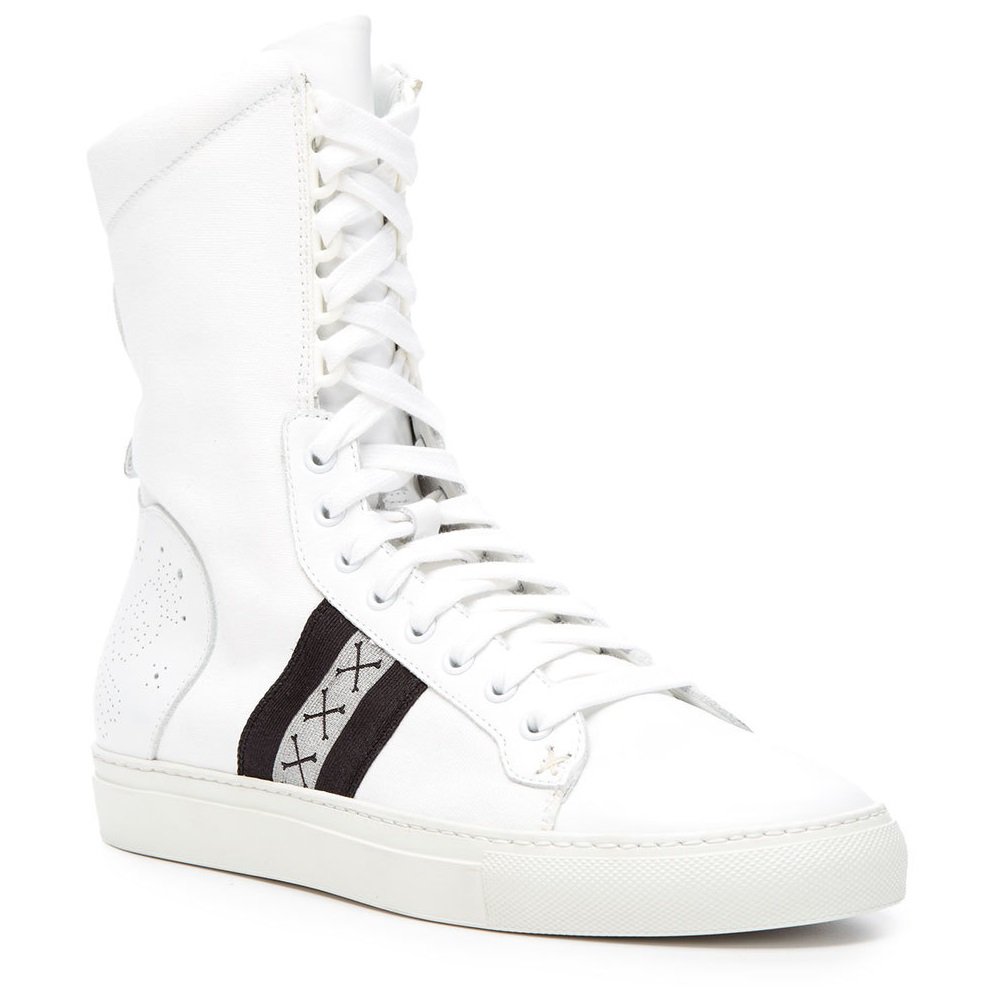 Barker Black Leather High Top Sneaker - White - US 11.5