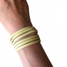 Slim Leather Strips Cuff - Pebbled Butter
