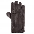 Hilts-Willard Men's Woven Lambskin Gloves - XL - Dark Brown