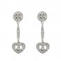 14K White Gold Diamond Circle and Heart Dangle Earrings