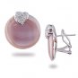 14K White Gold Diamond and Pink Mother of Pearl Earrings