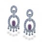 14K White Gold Diamond and Pink Sapphire Earrings