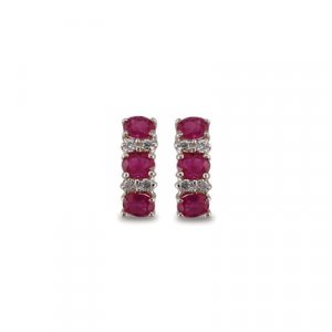 14K White Gold Ruby and Diamond Earrings