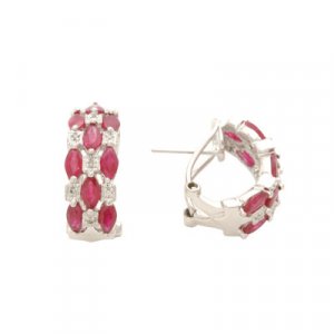 14K White Gold Ruby and Diamond Earrings