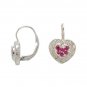 14K White Gold Diamond and Ruby Heart Shapped Earrings