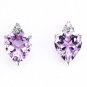 14K White Gold Diamond and Heart Shaped Amethyst Earrings