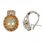 14K White Gold Citrine and Quartz and Diamond Earrings