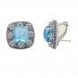 14K White Gold Sapphire and Blue Topaz and Diamond Earrings