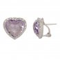 14K White Gold Amethyst and Diamond Earrings