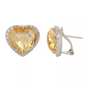 14K White Gold Citrine and Diamond Earrings