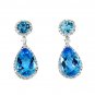 14K White Gold Diamond and Blue Topaz Earring